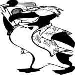 Penguin with Boombox Clip Art