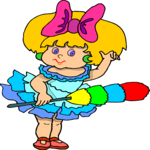 Girl with Bow Clip Art