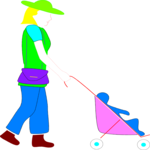 Woman Pushing Stroller