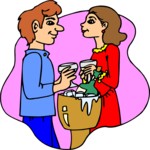 Couple Drinking Champagne Clip Art