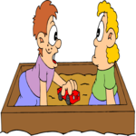 Boys in Sandbox Clip Art