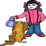 Girl with Dog 2 Clip Art