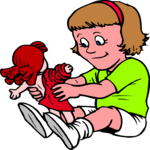 Girl with Doll 02 Clip Art