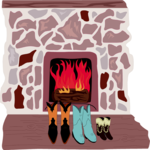 Fireplace & Shoes Clip Art