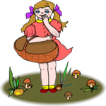 Girl Picking Mushrooms