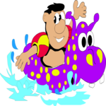 Swimming with Toy Clip Art