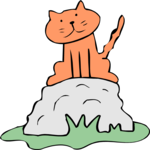 Cat on Rock Clip Art