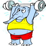Weight Lifter - Elephant Clip Art