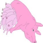 Pig Feeding Piglets 2 Clip Art