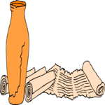 Wine Jug & Scrolls Clip Art