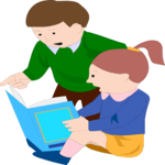 Kids Reading 1 Clip Art