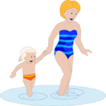 Woman & Child in Water 2 Clip Art