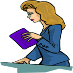 Woman with File Clip Art