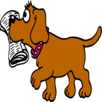 Dog with Paper 1 Clip Art