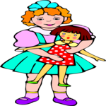 Girl with Doll 14 Clip Art