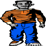 Boy in Striped Shirt 1 Clip Art