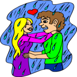 Couple in Rain 3 Clip Art