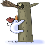 Snowman Climbing Tree Clip Art