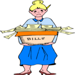 Woman with Box of Bills Clip Art