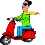 Motor Scooter - Man 1 Clip Art