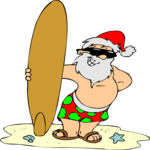 Santa & Surfboard 1 Clip Art