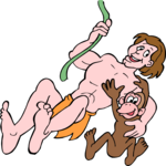 Jungle Boy & Monkey Clip Art