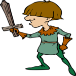 Squire with Wooden Sword Clip Art