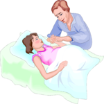 Pregnant Woman in Bed Clip Art