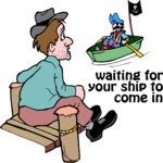 Waiting for Your Ship Clip Art