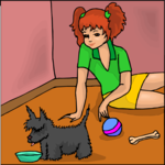 Girl with Dog 1 Clip Art