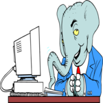 Elephant at Computer Clip Art