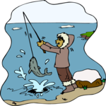Eskimo Catching Fish Clip Art