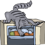 Cat in Refrigerator Clip Art