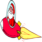 Santa in Rocket Clip Art