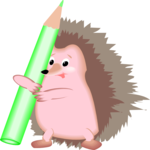 Hedgehog with Pencil Clip Art