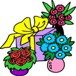 Flowers with Present Clip Art