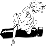 Woman on Torpedo Clip Art