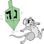 Dreidel Chasing Mouse Clip Art