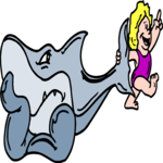 Girl Dragging Shark Clip Art