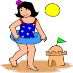 Girl on Beach 4 Clip Art