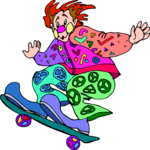 Clown Skateboarding Clip Art