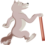 Wolf with Stick Clip Art