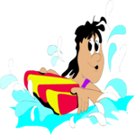 Swimming with Board 2 Clip Art