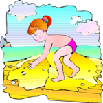 Child at Beach 1 Clip Art