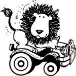 Lion with Car Clip Art