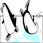 Ice Skating - Penguins Clip Art