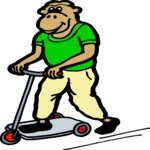 Chimp on Scooter Clip Art