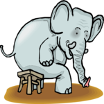 Elephant Sitting on Stool Clip Art