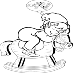 Elf with Rocking Horse Clip Art
