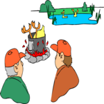 Hunters Cooking Bird